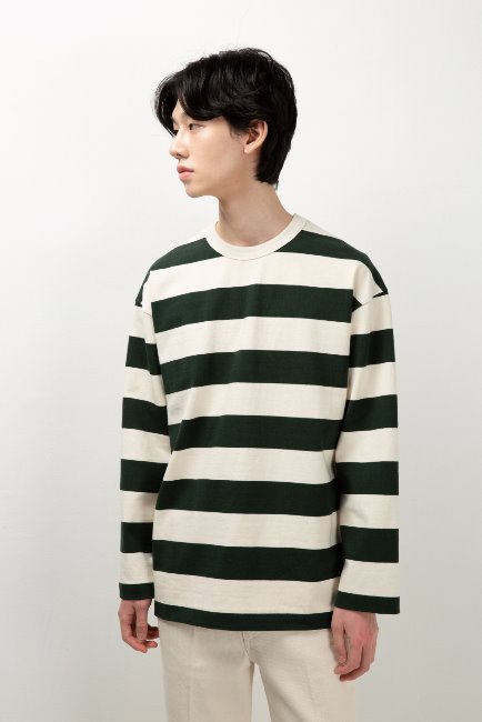 Ivory bold stripe sweatshirt [HT51]