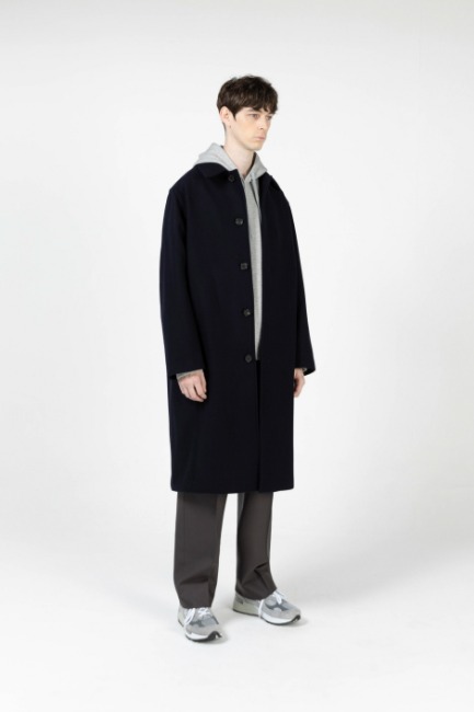 Dark navy cashmere balmacaan coat [HC31] - Italy