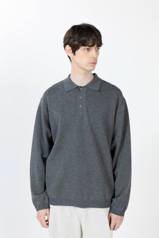 Melange grey collar knit [HK61]