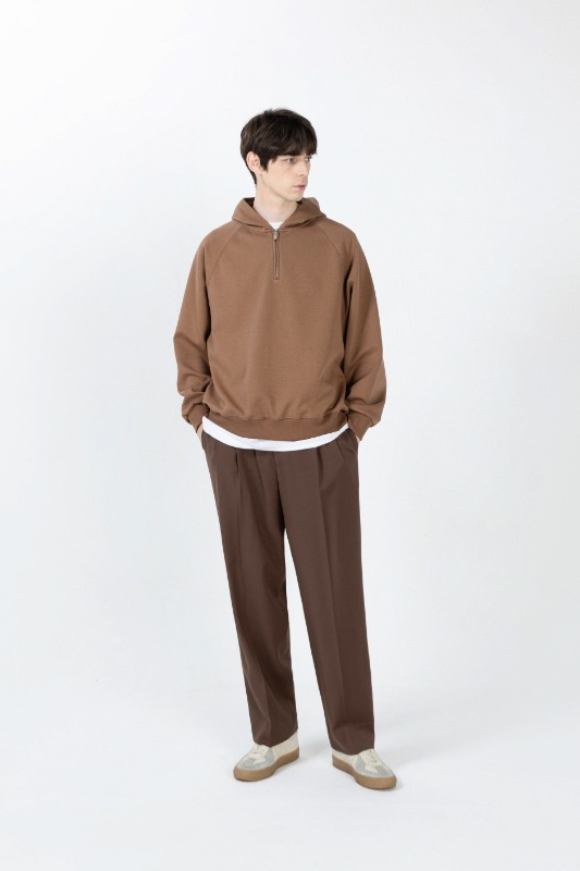 Dark brown 2tuck cocoon fit slacks [HS74] - Japan