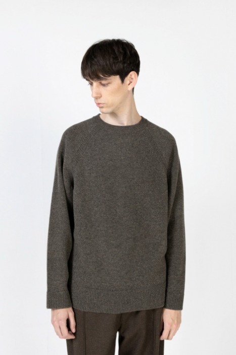 Alpaca olive melange sweater [HK63]