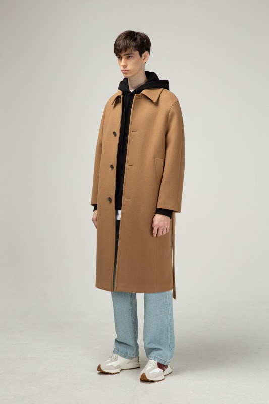 Beige cashmere belted balmacaan coat [HC28]