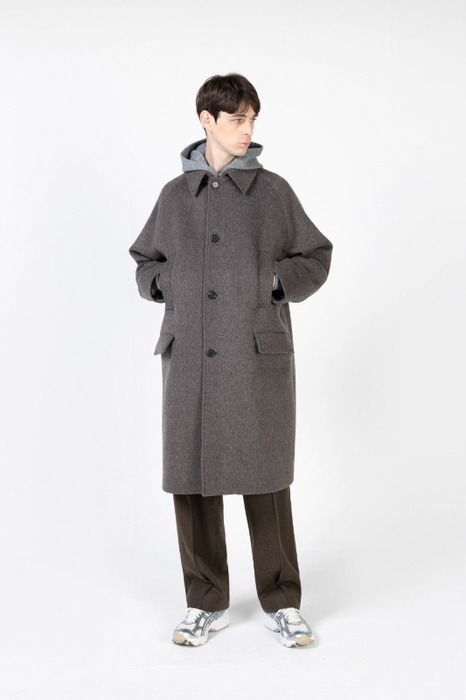 Taupe Grey cashmere raglan  balmacaan coat [HC32]