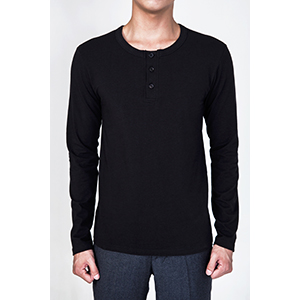 Henley neck T-shirt [black]
