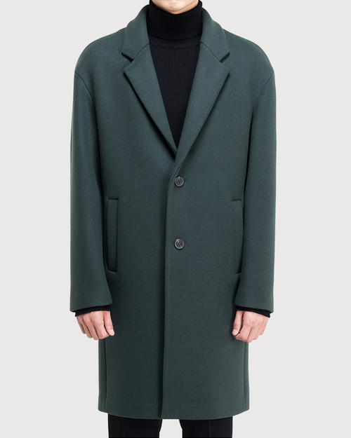 Smoky khaki green cashmere felt over coat [HC02]