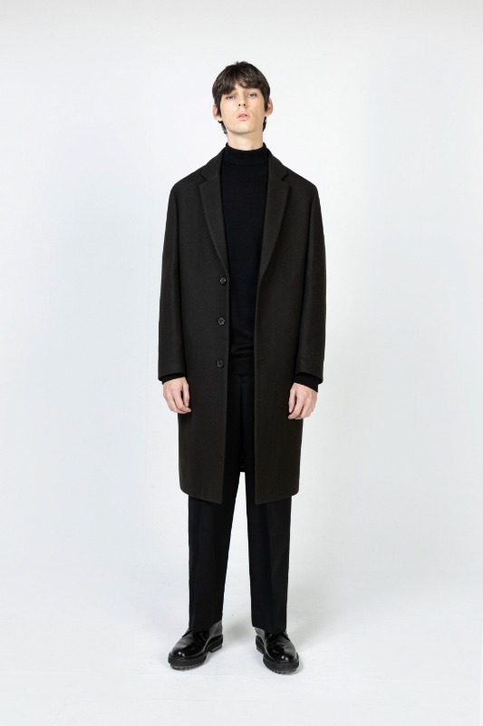 Black-khaki cashmere hidden pocket coat [HC21]